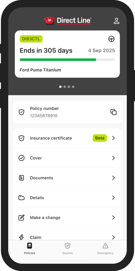Direct Line app on phone screen
