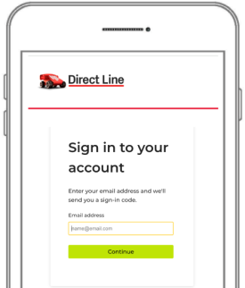 Direct Line sign-in screen on a mobile phone