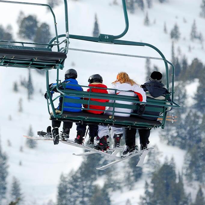 Family on ski lift